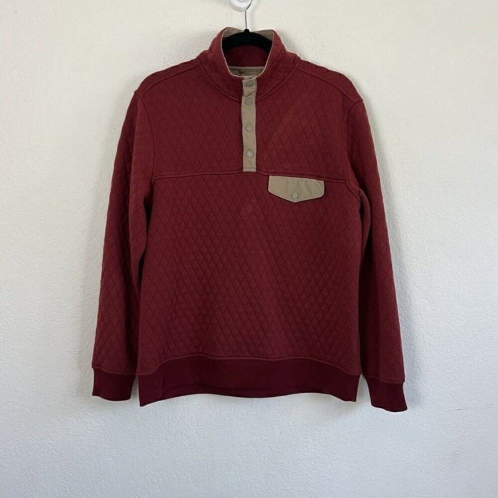 Untuckit Red Sweater Men's Medium Snap Pullover Carufe Quilted Casual Fleece